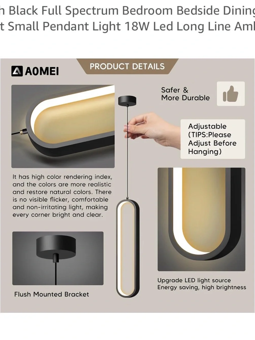Modern Black LED Pendant Light by